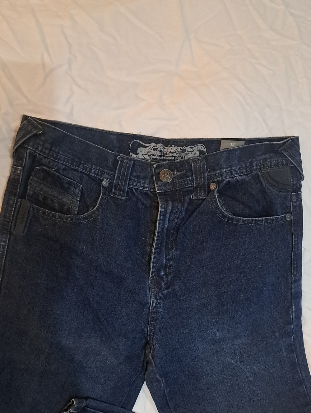 Rock & Roll Raider Jean Co Dark Wash Denim Jeans with Metal Button
